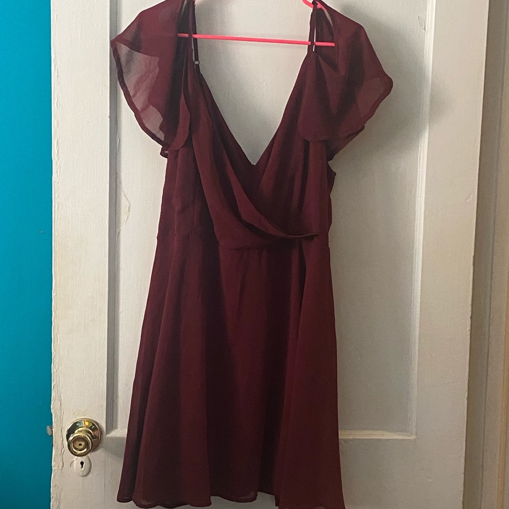 Off shoulder burgundy dress